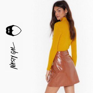 Nasty Gal Faux Patent Leather Nude Mini Skirt 10/M NWT